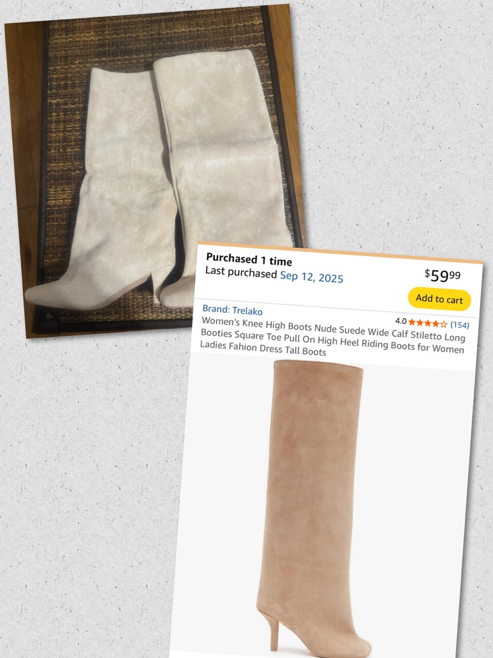 Nude Knee-High Suede Boots